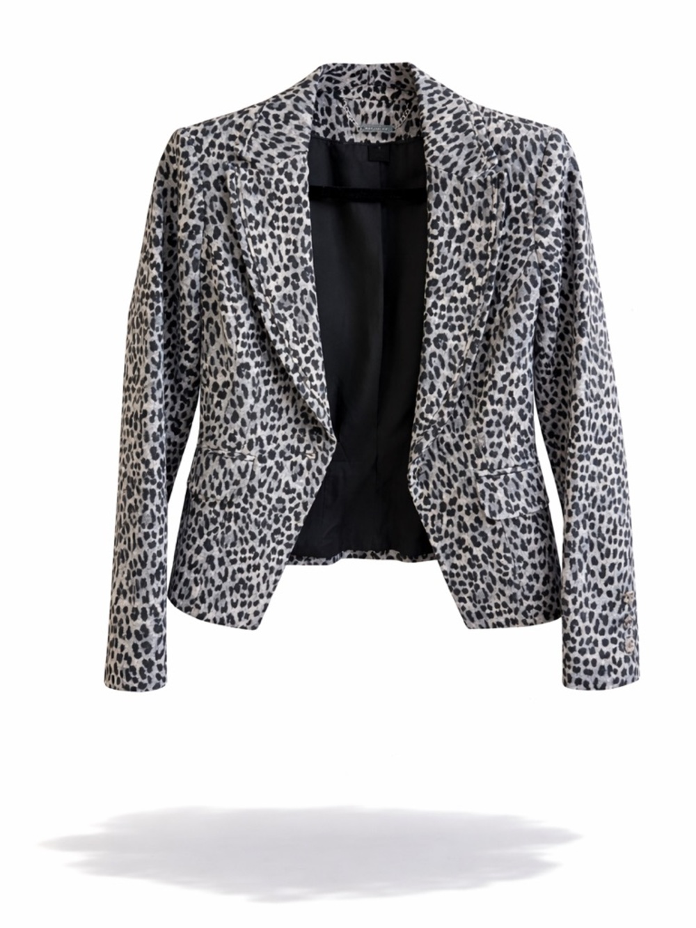 White House Black Market Black and Gray Leopard Blazer